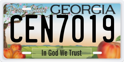 GA license plate CEN7019