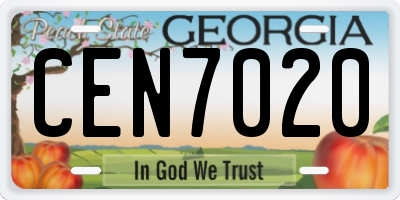 GA license plate CEN7020