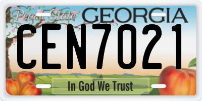 GA license plate CEN7021