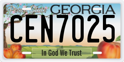 GA license plate CEN7025