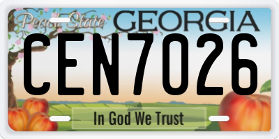 GA license plate CEN7026