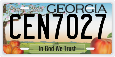 GA license plate CEN7027