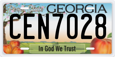 GA license plate CEN7028