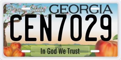 GA license plate CEN7029