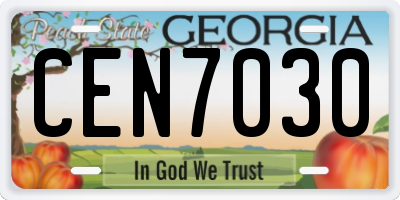 GA license plate CEN7030