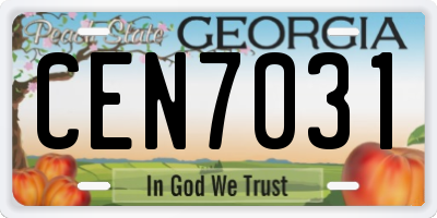 GA license plate CEN7031