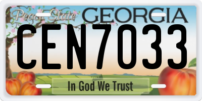 GA license plate CEN7033