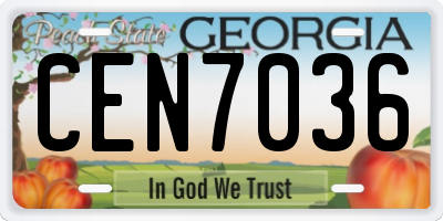 GA license plate CEN7036