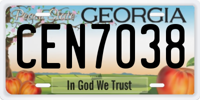 GA license plate CEN7038