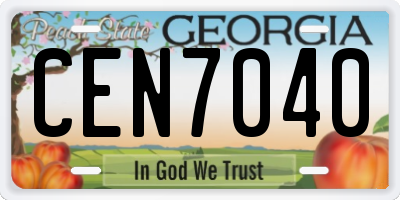 GA license plate CEN7040