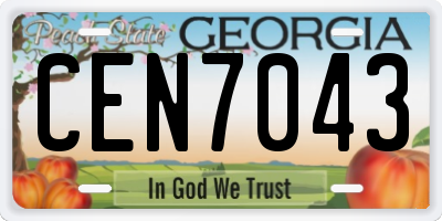 GA license plate CEN7043