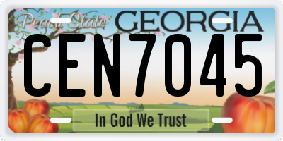 GA license plate CEN7045