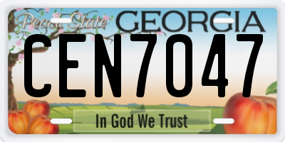 GA license plate CEN7047