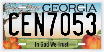 GA license plate CEN7053