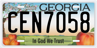 GA license plate CEN7058