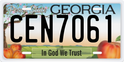 GA license plate CEN7061