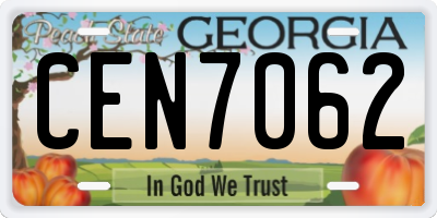 GA license plate CEN7062
