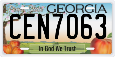 GA license plate CEN7063
