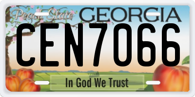GA license plate CEN7066