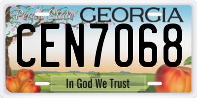 GA license plate CEN7068