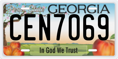 GA license plate CEN7069