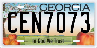 GA license plate CEN7073