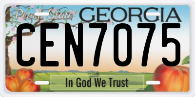 GA license plate CEN7075