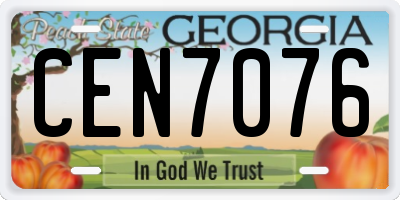 GA license plate CEN7076