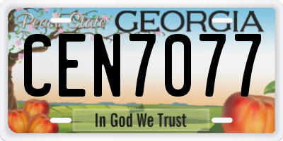 GA license plate CEN7077