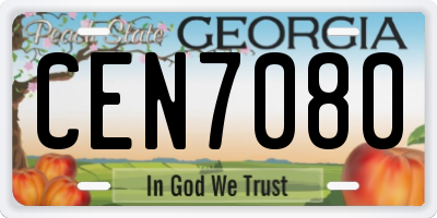 GA license plate CEN7080