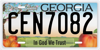 GA license plate CEN7082