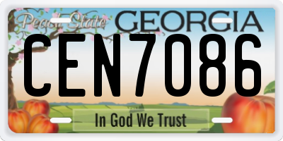 GA license plate CEN7086