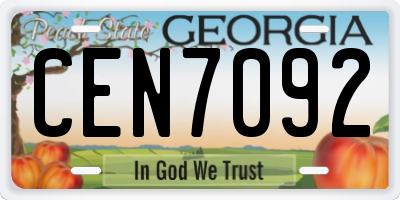 GA license plate CEN7092