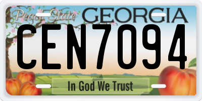 GA license plate CEN7094