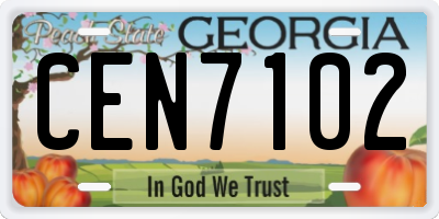 GA license plate CEN7102