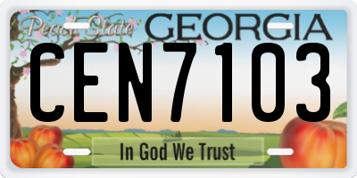 GA license plate CEN7103