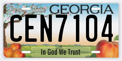 GA license plate CEN7104
