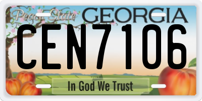 GA license plate CEN7106