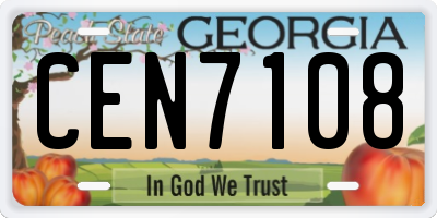 GA license plate CEN7108