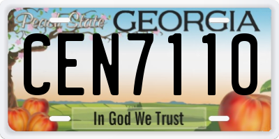 GA license plate CEN7110