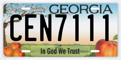 GA license plate CEN7111