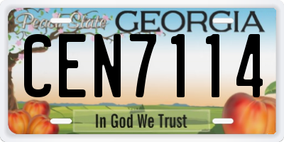 GA license plate CEN7114