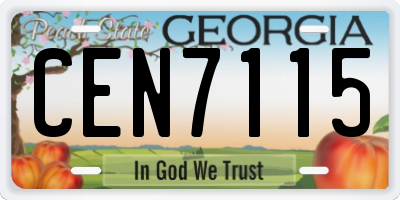 GA license plate CEN7115