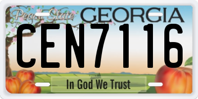 GA license plate CEN7116