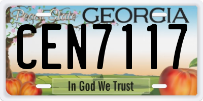 GA license plate CEN7117