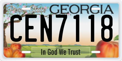 GA license plate CEN7118