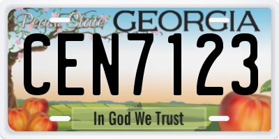 GA license plate CEN7123