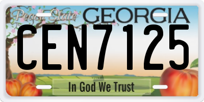 GA license plate CEN7125
