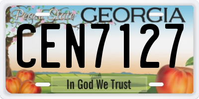 GA license plate CEN7127