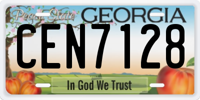 GA license plate CEN7128